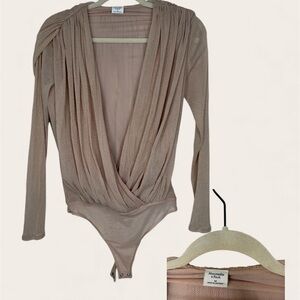 Abercrombie & Fitch Beige Draped Bodysuit